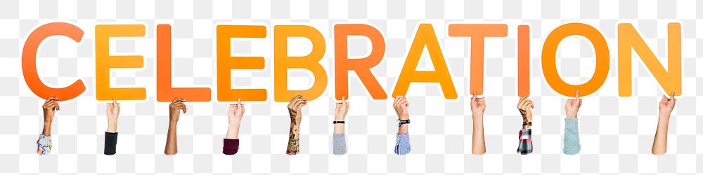 Celebration word png element, transparent background