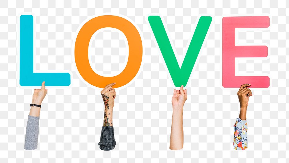 Love word png element, transparent background