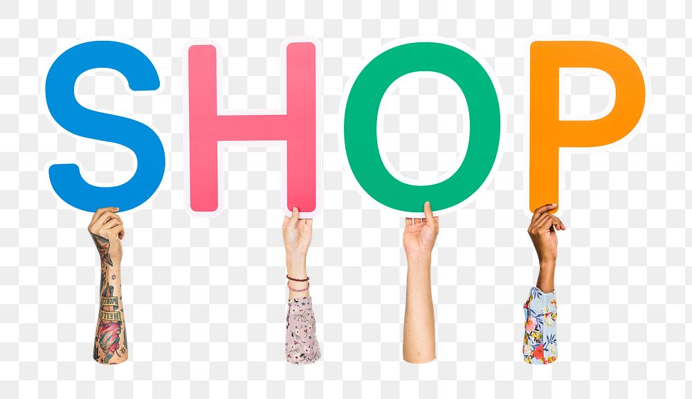 Shop word png element, transparent background
