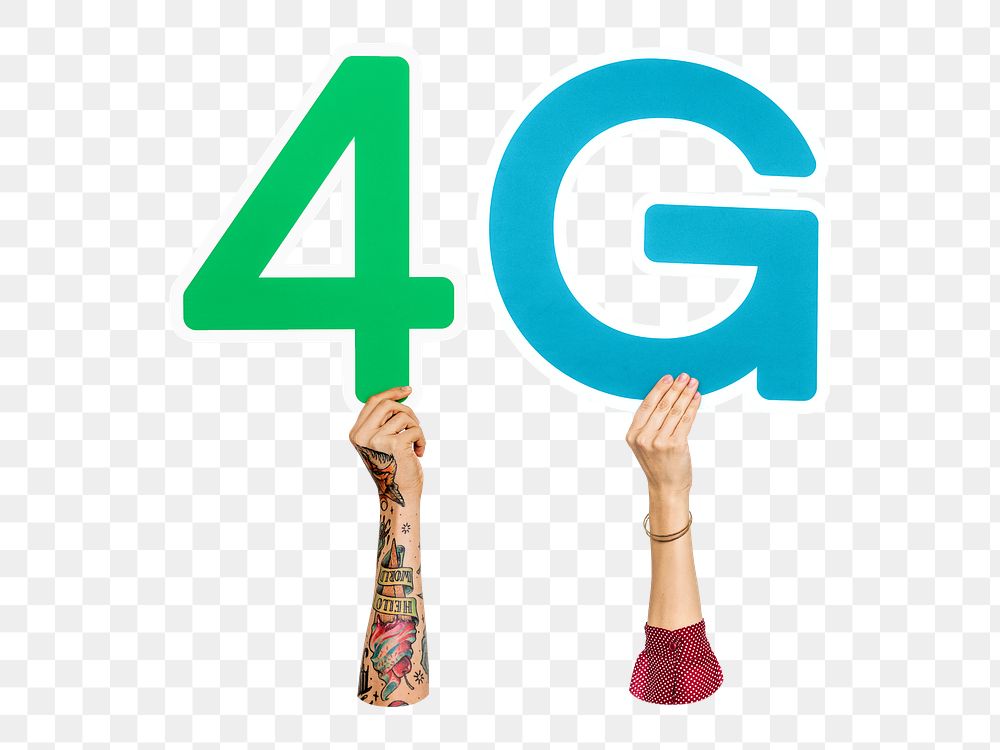 4G word png element, transparent background