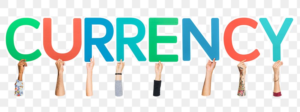 Currency word png element, transparent background