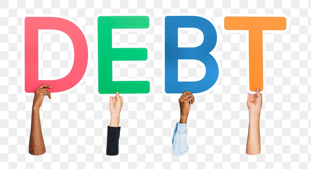 Debt word png element, transparent background