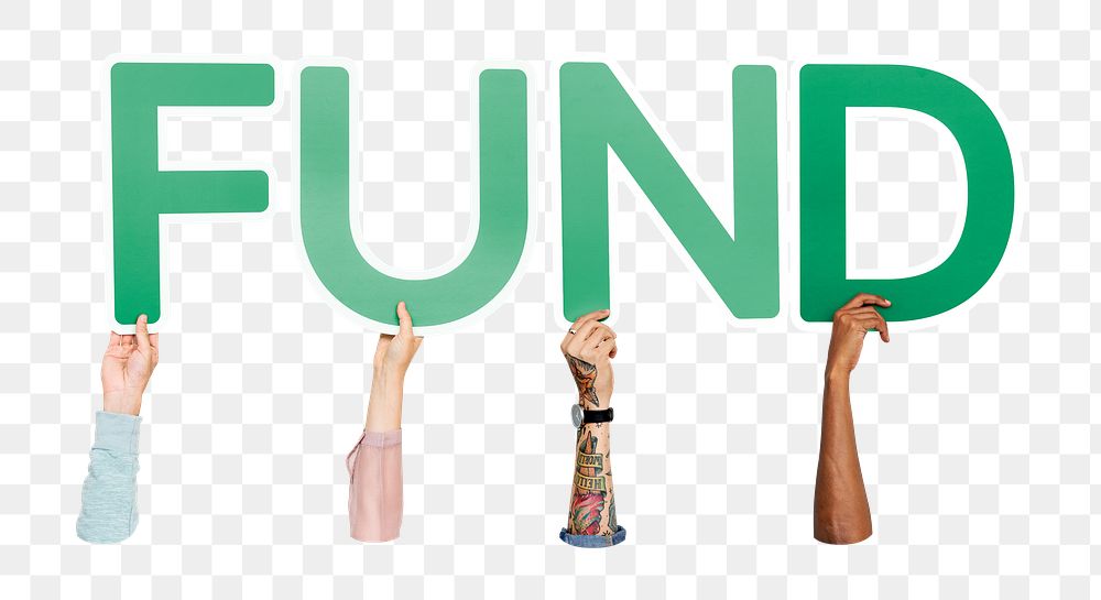 Fund word png element, transparent background