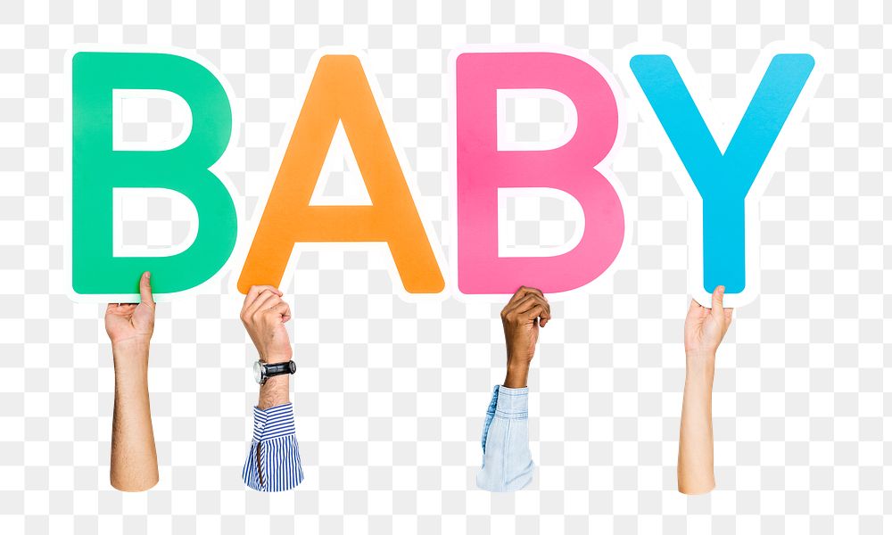 Baby word png element, transparent background