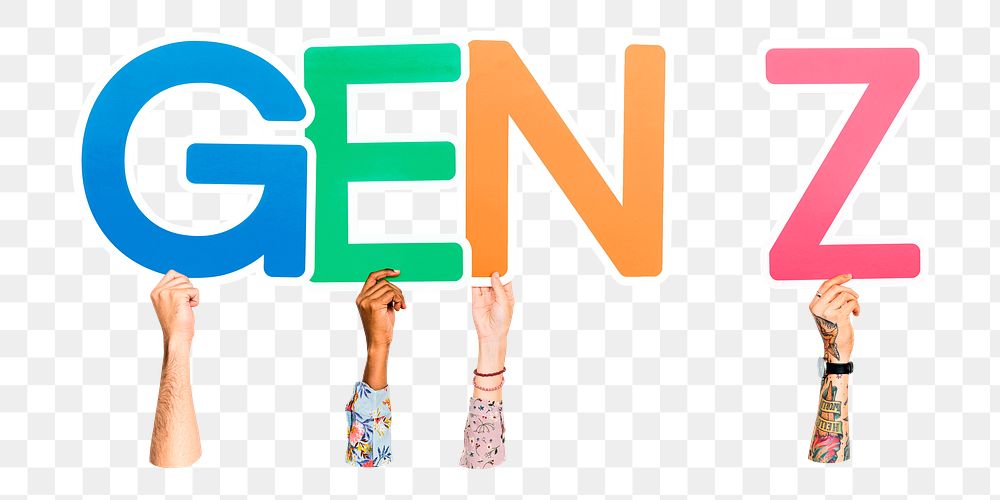 Gen Z word png element, transparent background