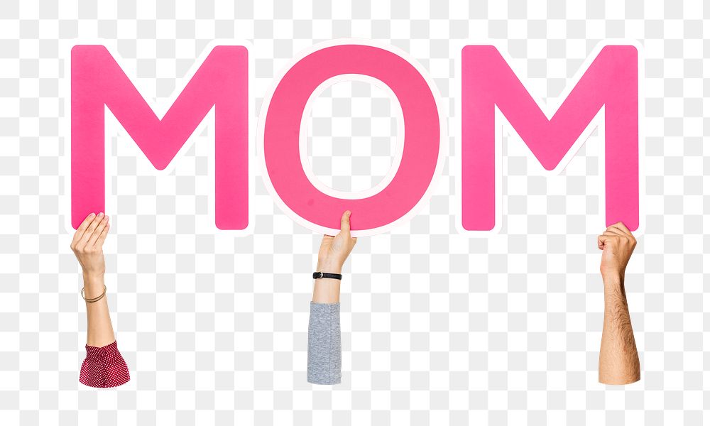 Mom word png element, transparent background