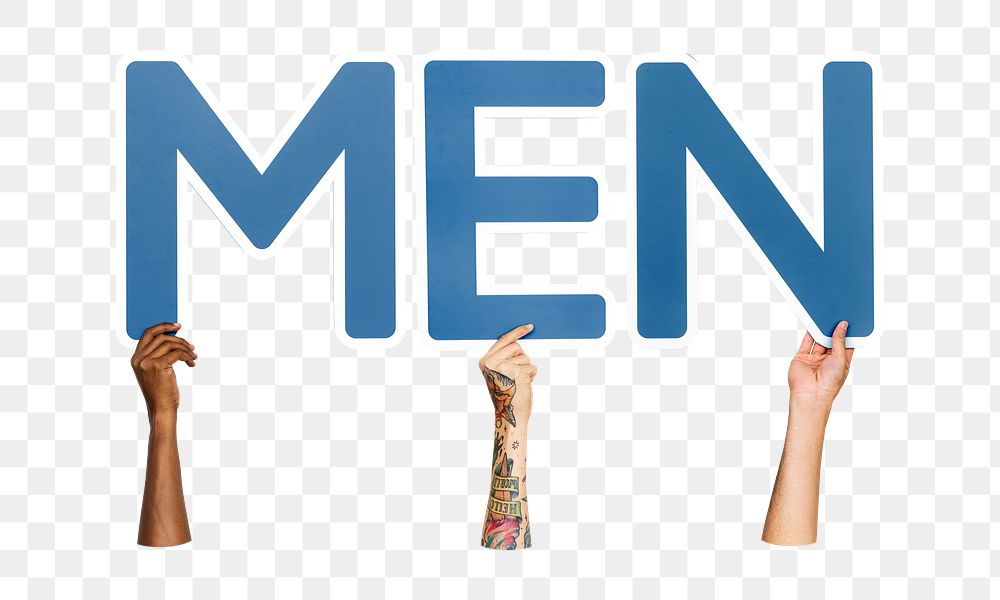 Men word png element, transparent background