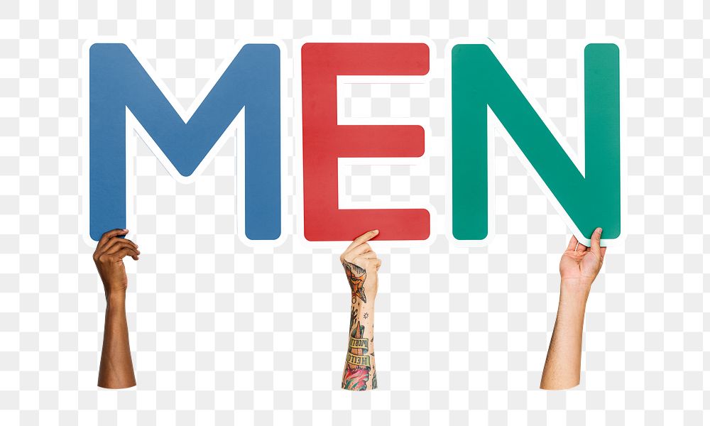 Men word png element, transparent background