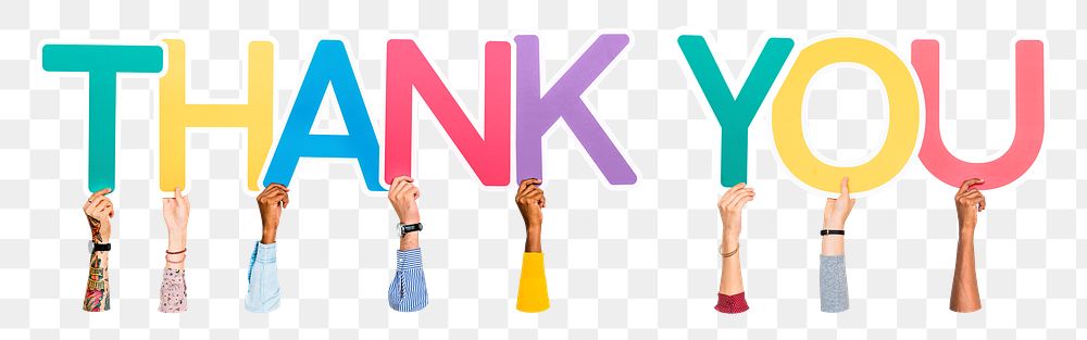 Thank you word png element, transparent background