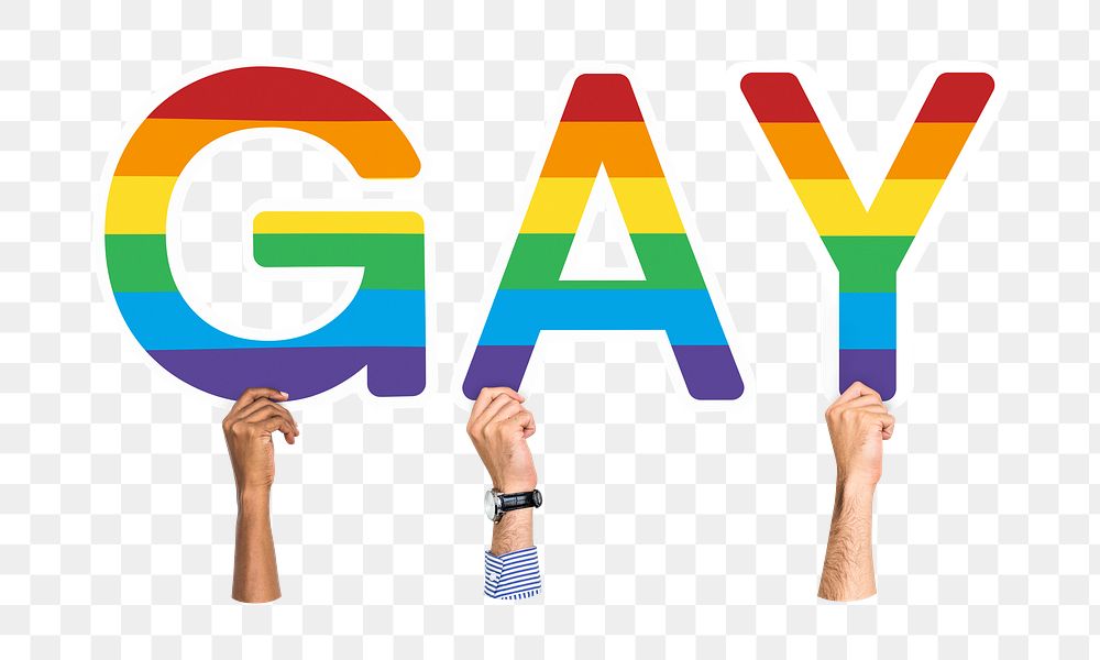 Gay word png element, transparent background