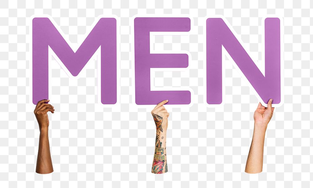 Men word png element, transparent background