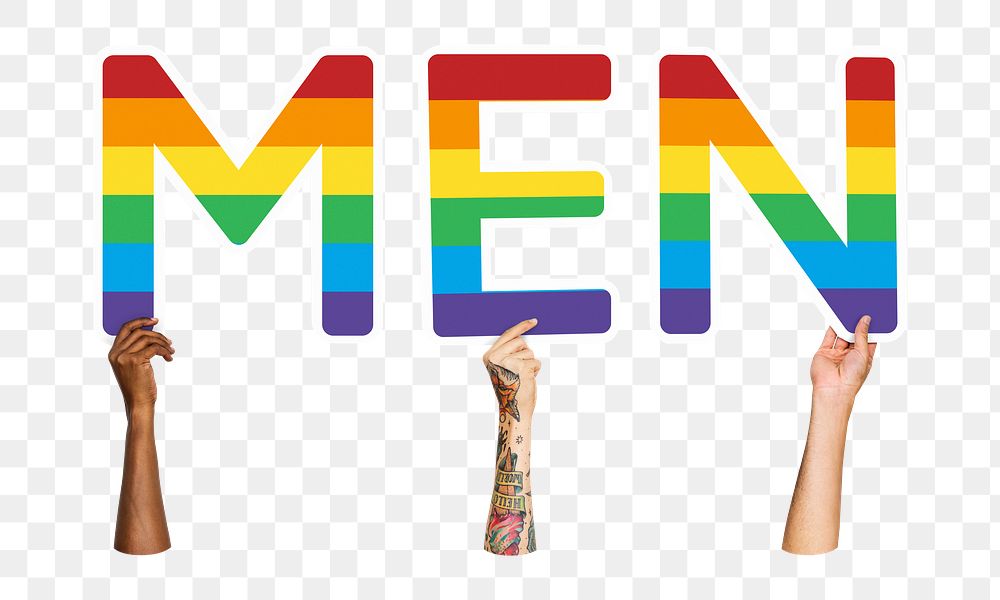 Men word png element, transparent background