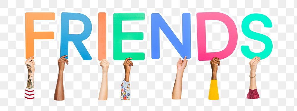 Friends word png element, transparent background