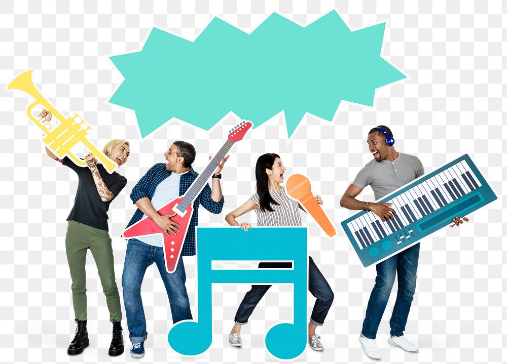 Music band png element, transparent background