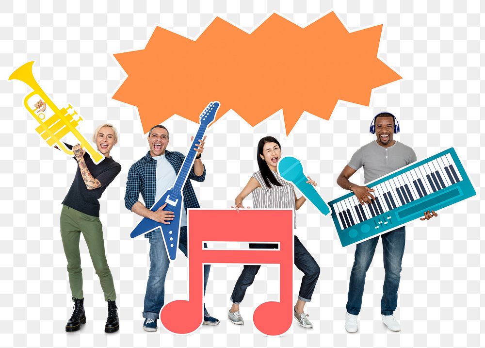 Music band png element, transparent background