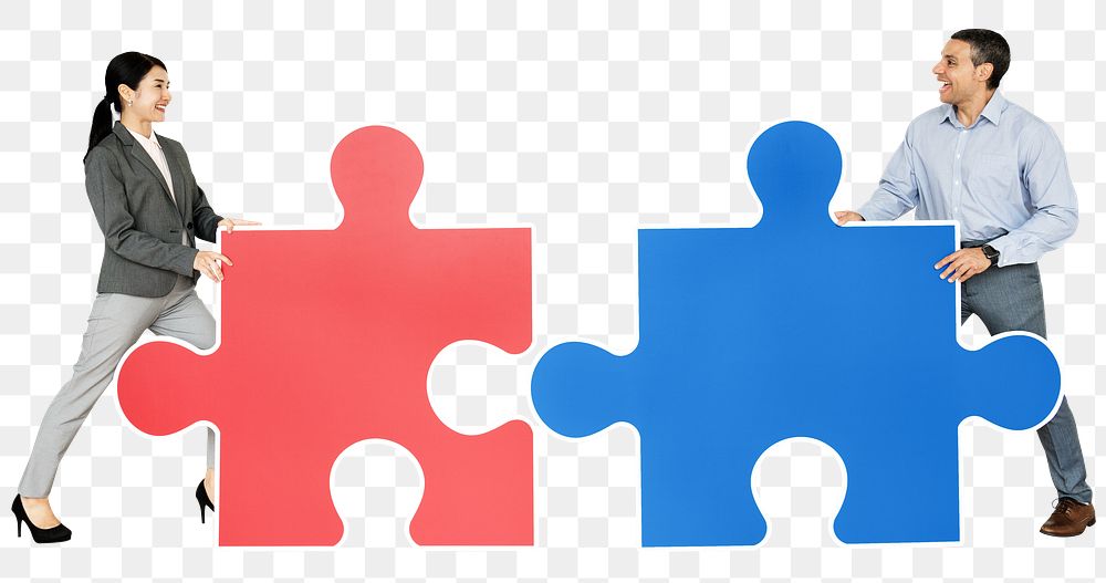 Teamwork puzzle png element, transparent background