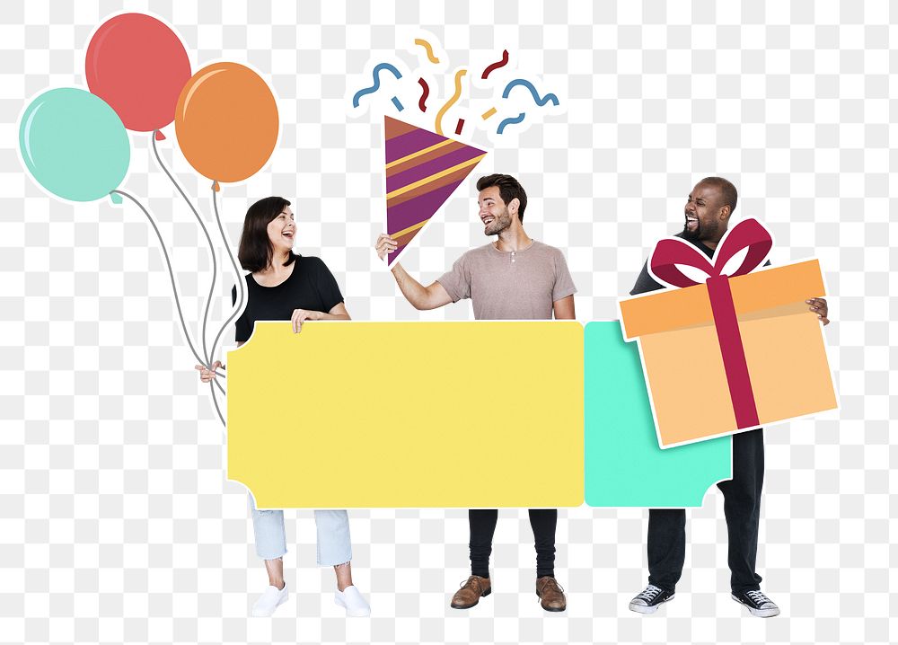 Birthday party png element, transparent background