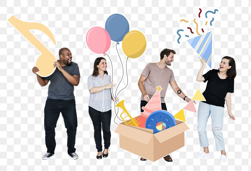 Birthday party png element, transparent background