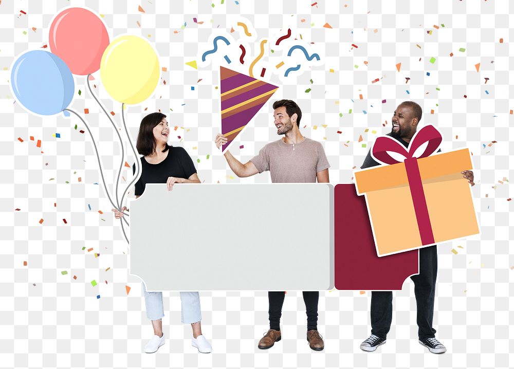 Birthday party png element, transparent background