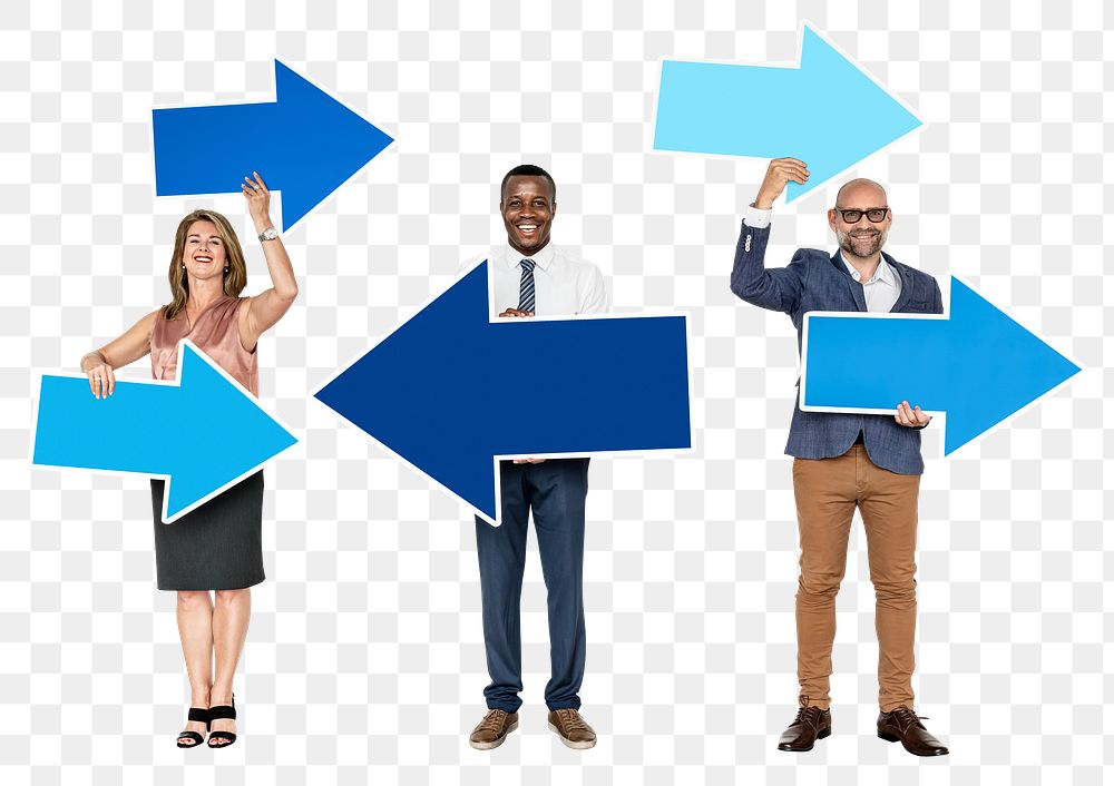 Png Business people & arrow banners, transparent background