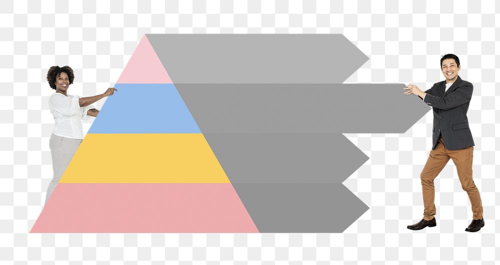 People holding png pyramid graph, transparent background