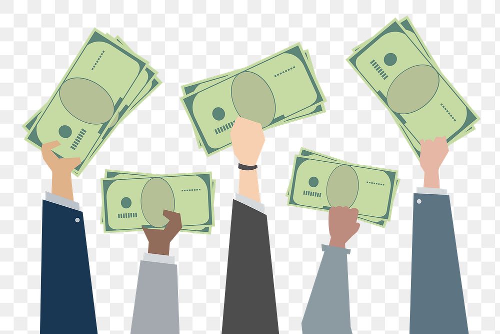 Business people holding money illustration