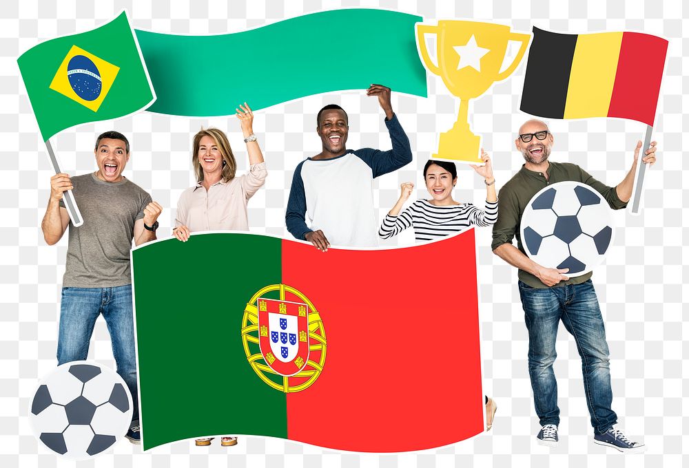 Png Football fans Portugal flag, transparent background