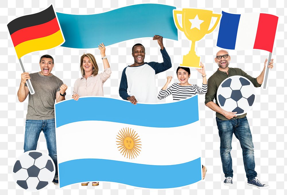 Png Football fans Argentina, France and Germany, transparent background