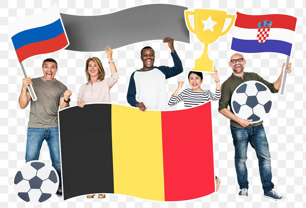 Png Football fans Croatia, Russiand Belgium, transparent background