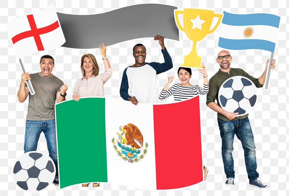 Png Football fans Argentina, England and Mexico, transparent background
