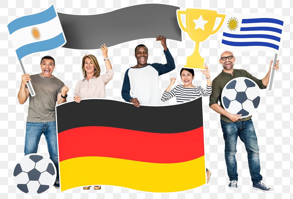Png Football fans Argentina, Germany and Uruguay, transparent background