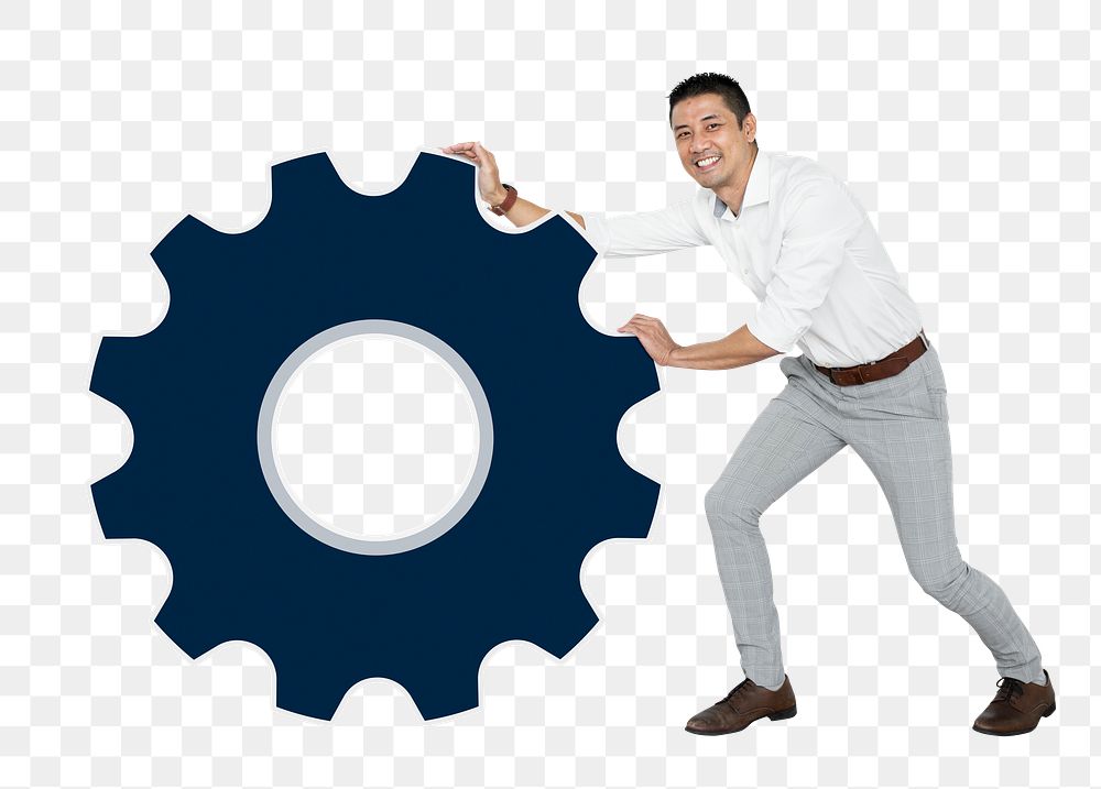 Png Business team with large magnet, transparent background
