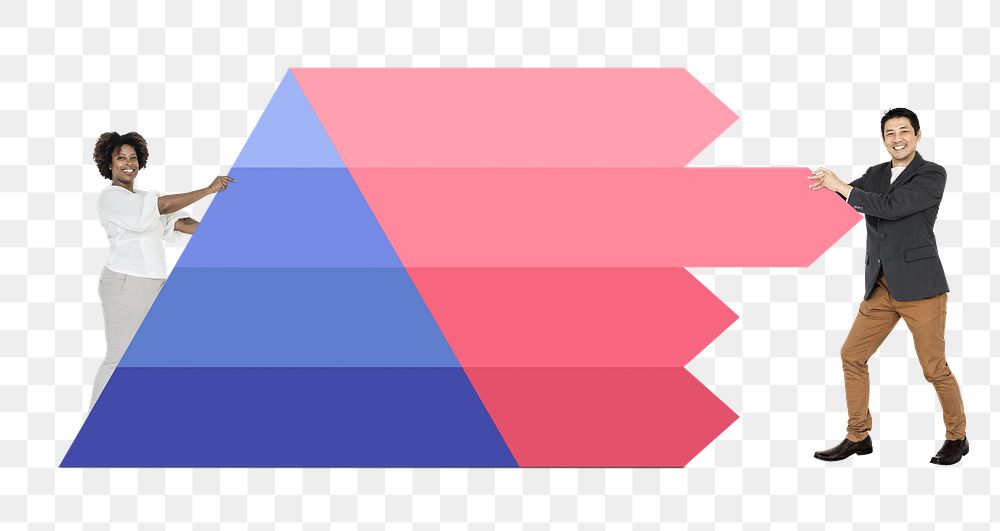 People holding png pyramid graph, transparent background