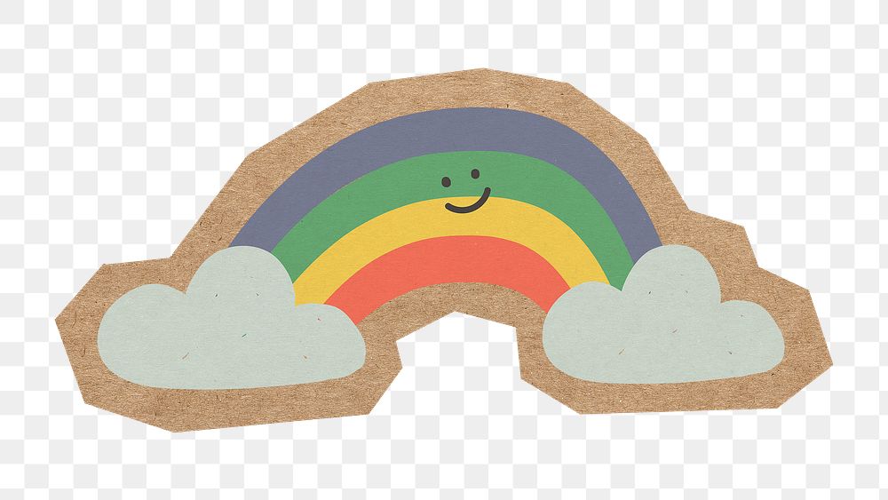 Smiling rainbow png, cut out paper element, transparent background