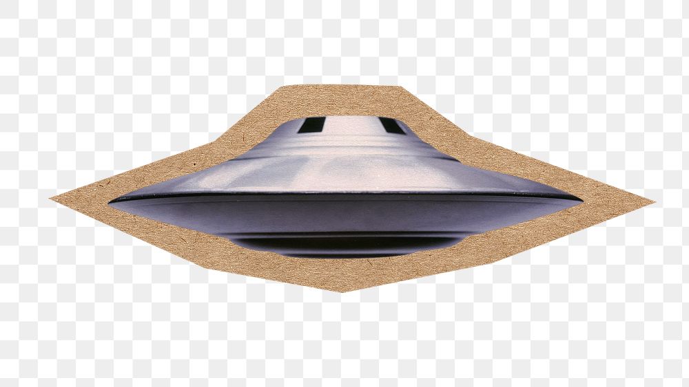 UFO png, cut out paper element, transparent background