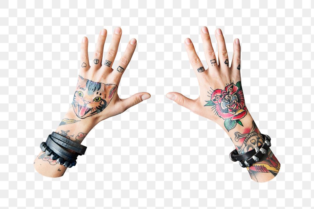 Tattooed hands png transparent background