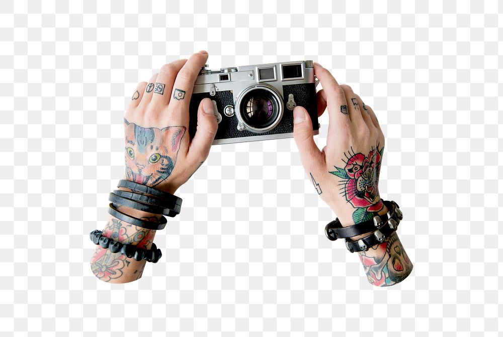 Hands holding camera png transparent background