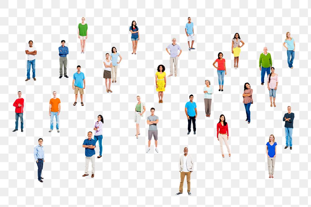 PNG crowd of people, collage element, transparent background