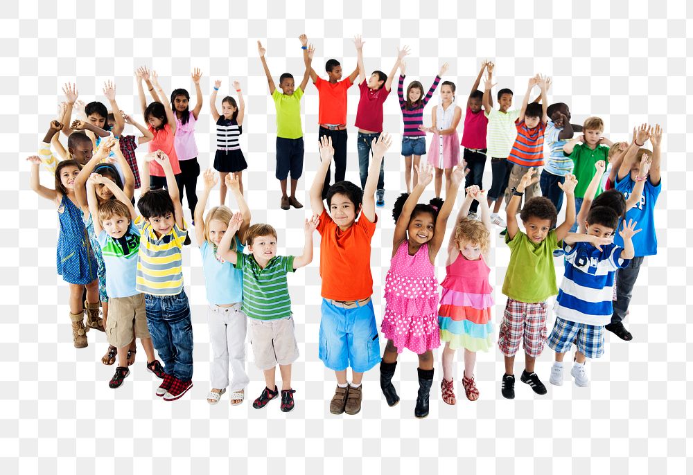 Diverse kids png element, transparent background