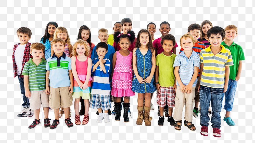 Diverse kids png element, transparent background