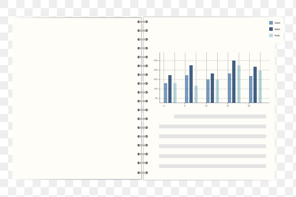 Png book statistics illustration element, transparent background