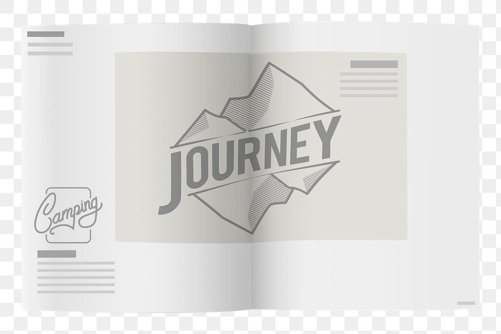 Png Journey word on Open Book element, transparent background