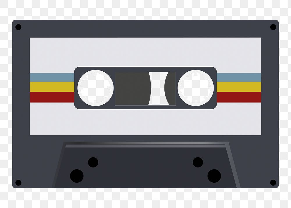 Png Retro Cassette Tape Music Record element, transparent background