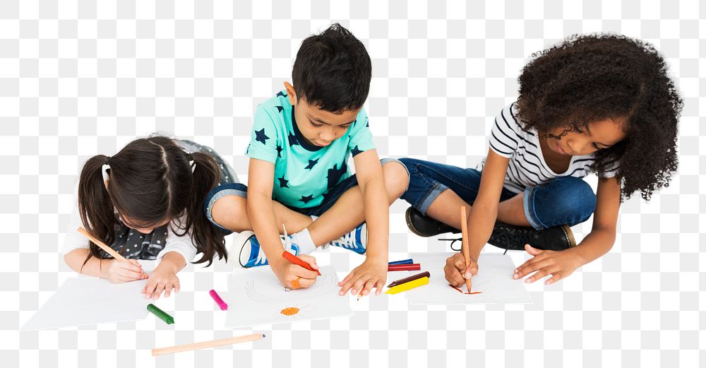 Diverse kids png element, transparent background