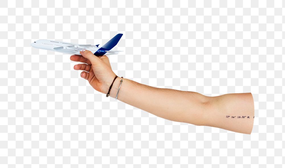 Hand holding png paper plane transparent background