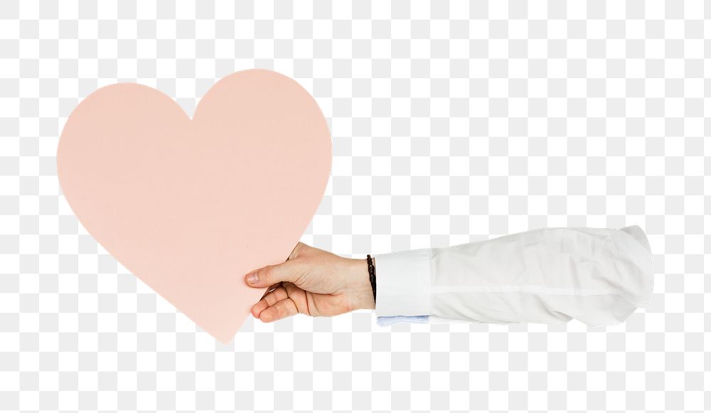 Hand holding png heart sign transparent background