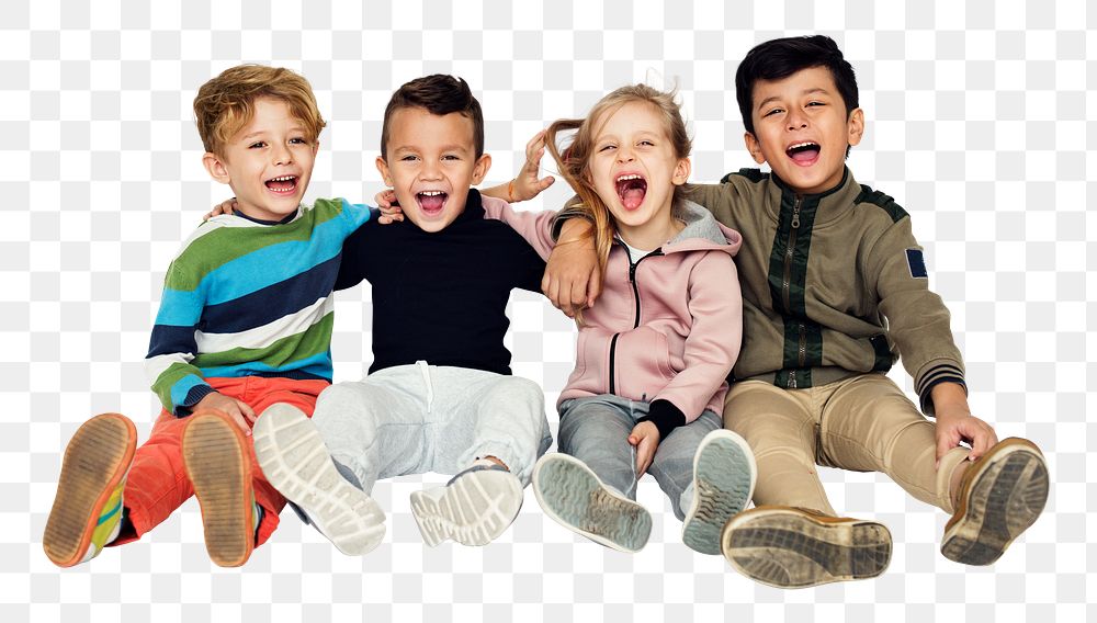 Diverse kids png element, transparent background