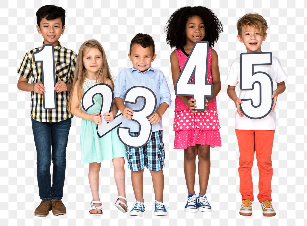 Diverse kids png element, transparent background