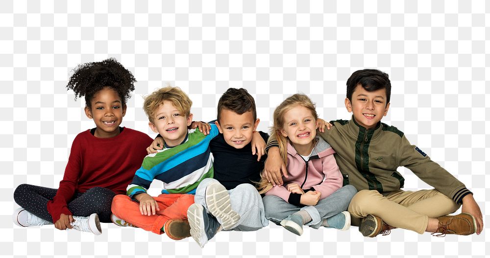 Diverse kids png element, transparent background