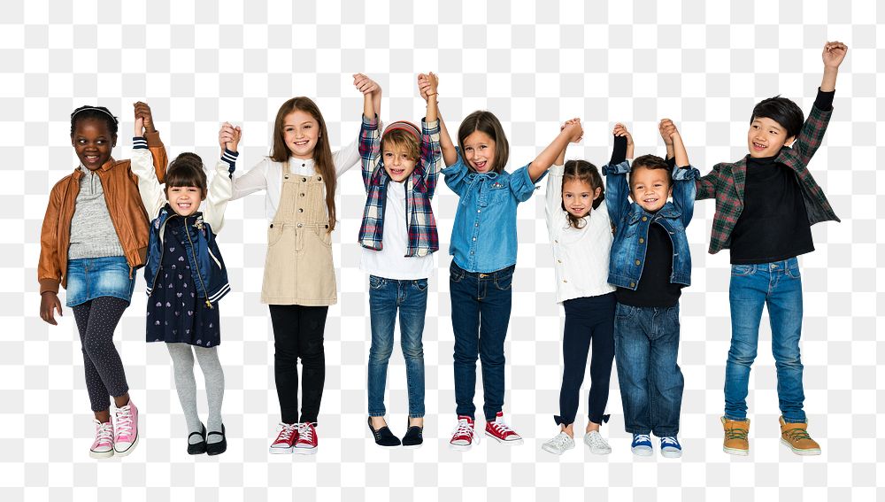 Diverse kids png element, transparent background